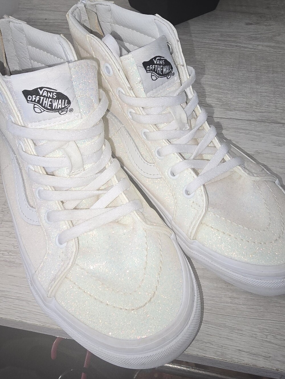 Vans Sk8-Hi Zip Glitter Iridescent High Tops Kids Youth Size 3